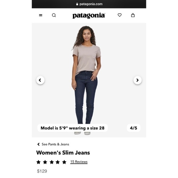 PATAGONIA Women's Organic Cotton Denim Slim Jeans Straight Leg 29 x 29 sz. 8 NWT - Picture 8 of 10